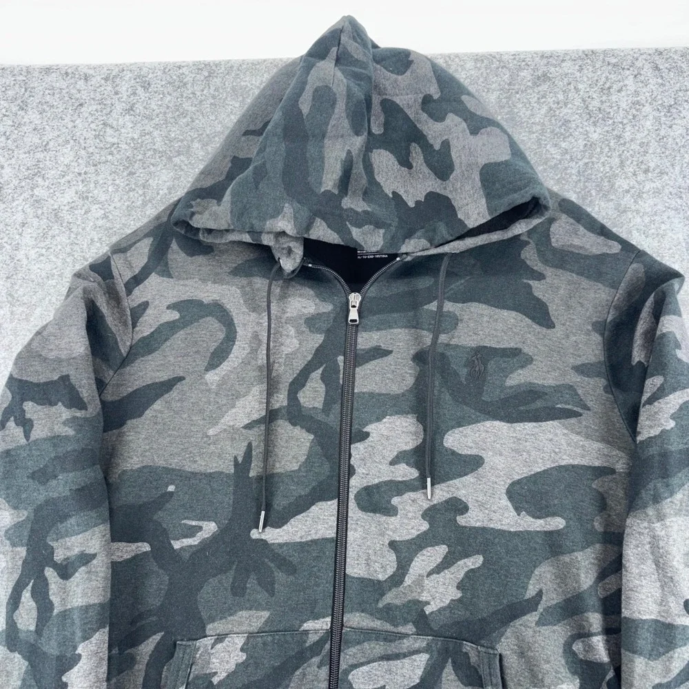 Polo Ralph Lauren Performance Men Grey Camo Full Zip Hoodie Sweatshirt XL Preppy